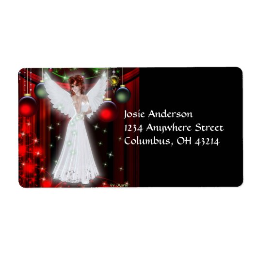 Vakantie Angel Kerst Adresetiketten Etiket (Voorkant)