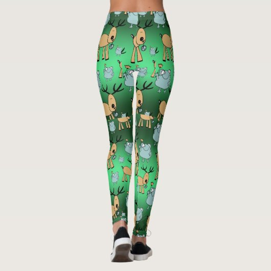 Vakantie Animal Tights, Schattigee groene kerst Leggings (Achterkant)