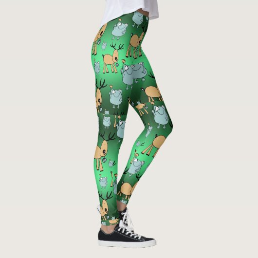 Vakantie Animal Tights, Schattigee groene kerst Leggings (Rechts)