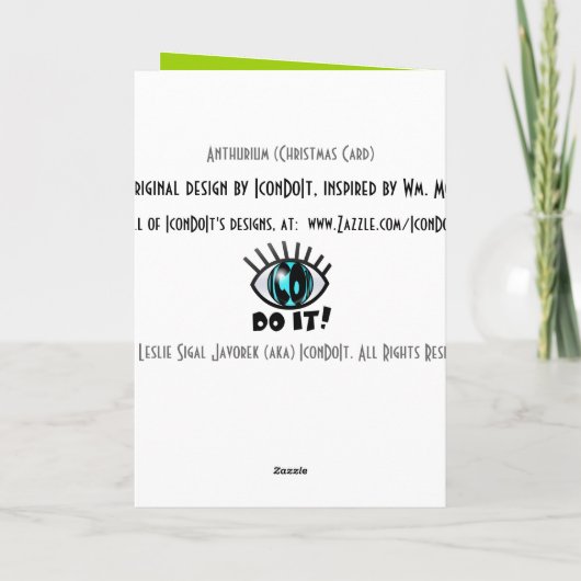 Vakantie Anthurium - Levendig Rood en Groen Plus B Feestdagen Kaart (Achterkant)