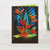 Vakantie Anthurium - Levendig Rood en Groen Plus B Feestdagen Kaart (Voorkant)