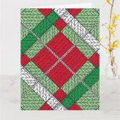 VAKANTIE ARGYLE KNIT Grote Kerst Kaart (Gele Bloem)