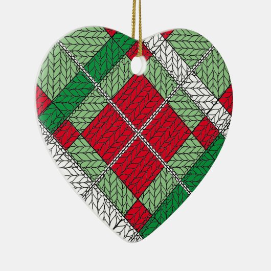 VAKANTIE ARGYLE KNIT Keramisch Hart Ornament (Rechts)