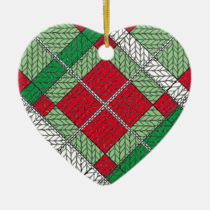 VAKANTIE ARGYLE KNIT Keramisch Hart Ornament