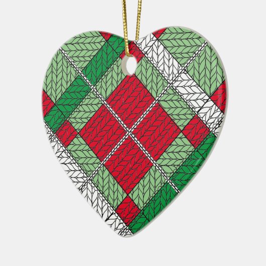 VAKANTIE ARGYLE KNIT Keramisch Hart Ornament (Links)