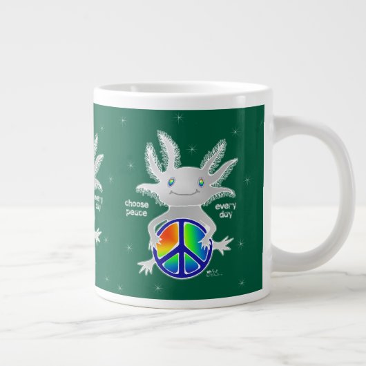 Vakantie Axolotl w/Peace Sign Coffee Mok (Rechts)
