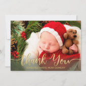 Vakantie Baby Geboorte Goud Script Typografie Rood Aankondiging (Voorkant)