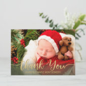 Vakantie Baby Geboorte Goud Script Typografie Rood Aankondiging (Staand voorkant)