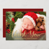 Vakantie Baby Geboorte Goud Script Typografie Rood Aankondiging (Voorkant / Achterkant)