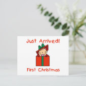 Vakantie Baby Meisje Net Aangekomen Tshirts en Ges Feestdagenkaart (Staand voorkant)