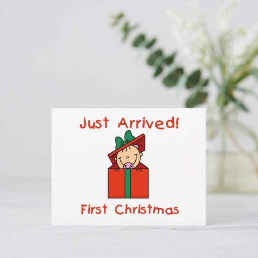 Vakantie Baby Meisje Net Aangekomen Tshirts en Ges Feestdagenkaart (Staand voorkant)