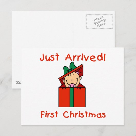 Vakantie Baby Meisje Net Aangekomen Tshirts en Ges Feestdagenkaart (Voorkant / Achterkant)