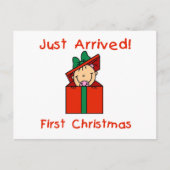 Vakantie Baby Meisje Net Aangekomen Tshirts en Ges Feestdagenkaart (Voorkant)