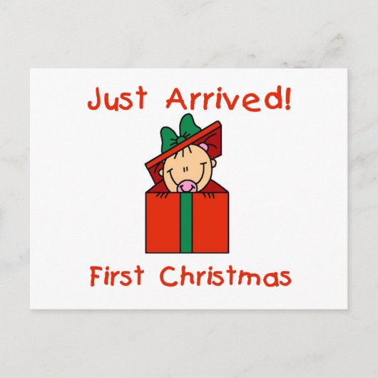 Vakantie Baby Meisje Net Aangekomen Tshirts en Ges Feestdagenkaart (Voorkant)