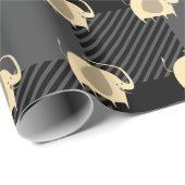 Vakantie Baby Olifant | Grijs geruite kerst Cadeaupapier (Rol Hoek)