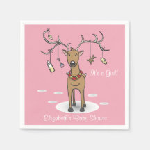 Vakantie Baby shower Meisje Kerst Roze servet