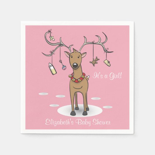 Vakantie Baby shower Meisje Kerst Roze servet (Voorkant)