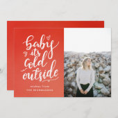 Vakantie | Baby zijn koude buiten witte scriptfoto Feestdagenkaart (Voorkant / Achterkant)