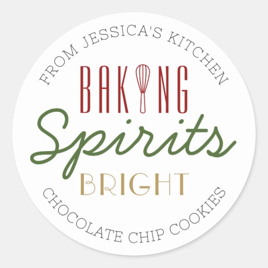 Vakantie Bakgeesten Bright Whisk feestelijke Xmas Ronde Sticker (Voorkant)
