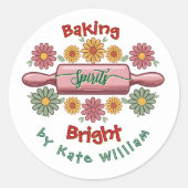 Vakantie Bakgeesten heldere bloemenretro Ronde Sticker (Voorkant)