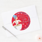Vakantie bakken bakkerij vrouw Kerstmis gepersonal Ronde Sticker (Envelop)