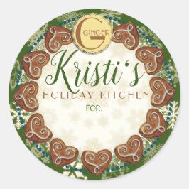 Vakantie bakken gemberkoekjes gepersonaliseerd ronde sticker