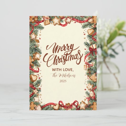 Vakantie bakken kerst feestdagenkaart (Staand voorkant)