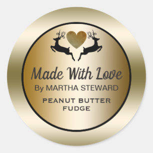 Vakantie bakken rendiergoud gemaakt met liefde ronde sticker