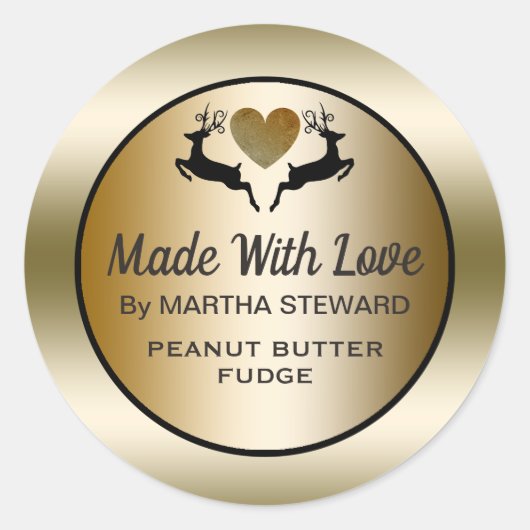 Vakantie bakken rendiergoud gemaakt met liefde ronde sticker (Voorkant)