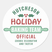Vakantie Bakken Team Kerst Cookie Party Schattige Ronde Sticker (Voorkant)