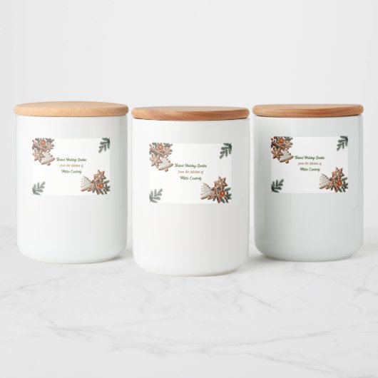 Vakantie bakken uit de keuken van voedselcontainer etiket (Flessen)