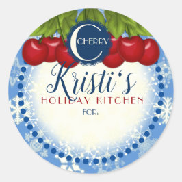 Vakantie bakken zelfgemaakte kersen kerst ronde sticker