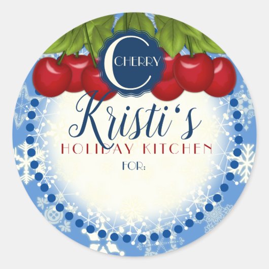 Vakantie bakken zelfgemaakte kersen kerst ronde sticker (Voorkant)