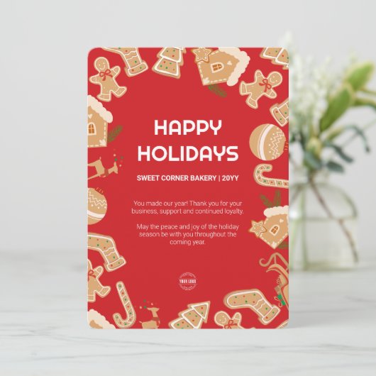 Vakantie Bakkerij Gingerbread Vakantie Kaart (Staand voorkant)
