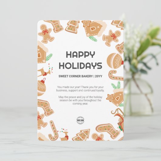 Vakantie Bakkerij Gingerbread Vakantie Kaart (Staand voorkant)