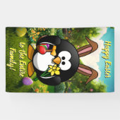Vakantie Banner: Kleurrijke Pasen Penquin Spandoek (Horizontaal)
