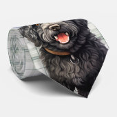 Vakantie Barbet Hond Groen Geplaagd Kerstmis Stropdas (Opgerold)