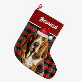 Vakantie Basset Hound Feestelijk gespeeld met de n Grote Kerstsok
