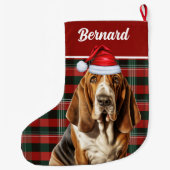 Vakantie Basset Hound Feestelijk gespeeld met de n Grote Kerstsok (Achterkant)