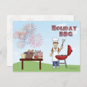 Vakantie BBQ Uitnodiging Briefkaart (Voorkant / Achterkant)