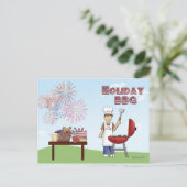 Vakantie BBQ Uitnodiging Briefkaart (Staand voorkant)
