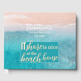 Vakantie Beach House Minimalistisch Script Familie Gastenboek