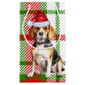 Vakantie Beagle Hond en Plaid Kerstmis Klein Cadeauzakje (Achterkant)