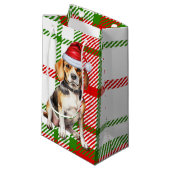Vakantie Beagle Hond en Plaid Kerstmis Klein Cadeauzakje (Voorkant Gekanteld)