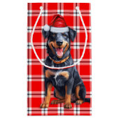 Vakantie Beauceron Hond en Red Plaid Kerstmis Klein Cadeauzakje (Achterkant)
