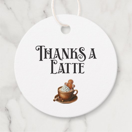Vakantie Bedankt a Latte, Koffiekerst Bedankjes Labels (Voorkant)