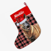 Vakantie Belgische Malinois Red Plaid met Hondenna Grote Kerstsok (Achterkant (Hangend))