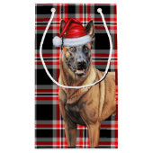 Vakantie Belgische Mechelse Hond Red Plaid Kerstmi Klein Cadeauzakje (Achterkant)