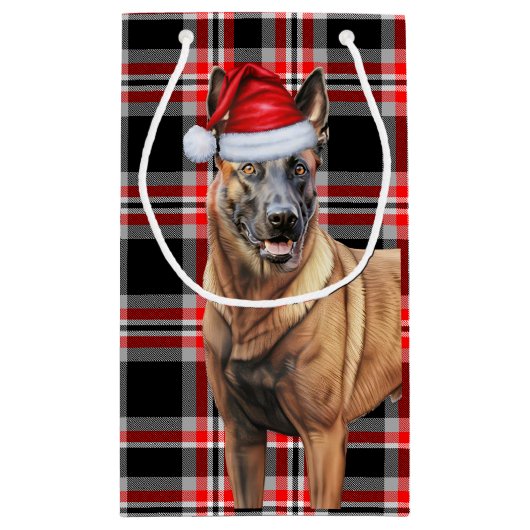 Vakantie Belgische Mechelse Hond Red Plaid Kerstmi Klein Cadeauzakje (Achterkant)