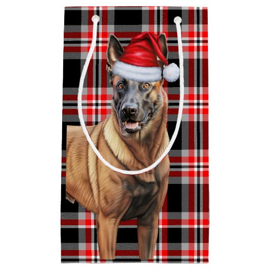 Vakantie Belgische Mechelse Hond Red Plaid Kerstmi Klein Cadeauzakje (Voorkant)